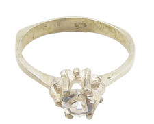 925 Sterling Silver Prong Set Cubic Zirconia Solitaire Ring Sz 6 RG15522