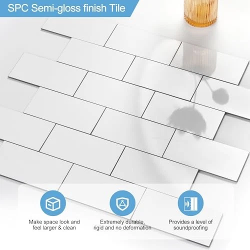 - Упаковка Peel and Stick плитка фартук 12 «X 12» ПВХ стены 20 полированный мрамор белый - Изображение 3 из 4