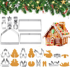 18 Pcs Cookie Cutter Set 3D Stainless Steel Christmas Biscuit Cutters Kit DIY Ba