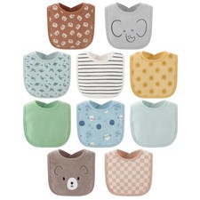 Baby Boy or Girl Terry Bibs Set of 10100 Cotton, Soft, Absorbent Baby Bibs f...