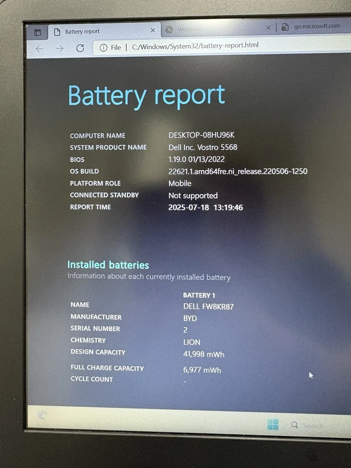 Dell Laptop Vostro 15 5568 i5-7200 8GB RAM 256GB SSD Windows 11 Pro Small Dent - Image 4 of 4