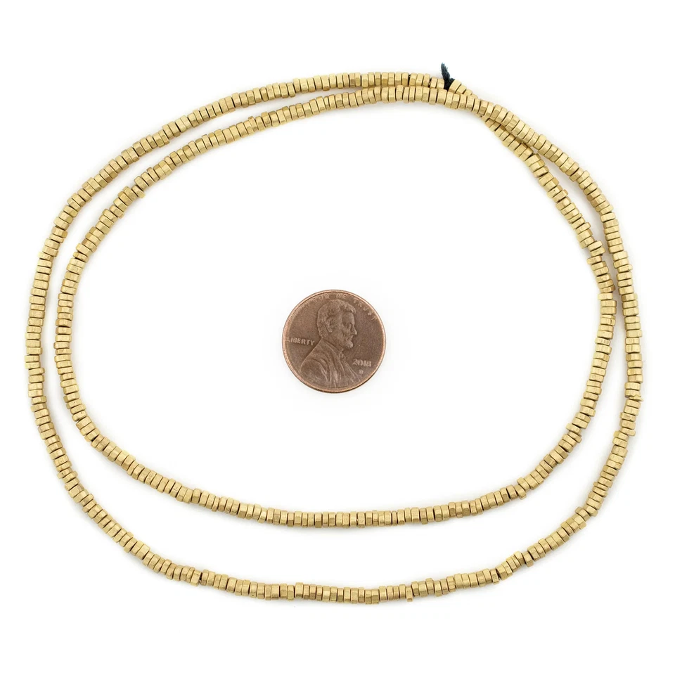 Faceted Brass Triangle Heishi Beads 2.5mm 24 Inch Strand - Image 2 of 4