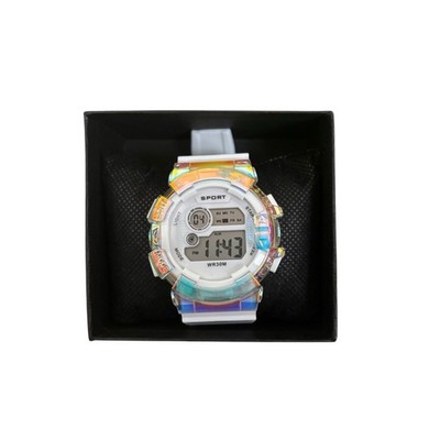 Multifunktionale Leuchtende Digitalanzeige Uhr Unisex Silikon Armband Weiß Neu