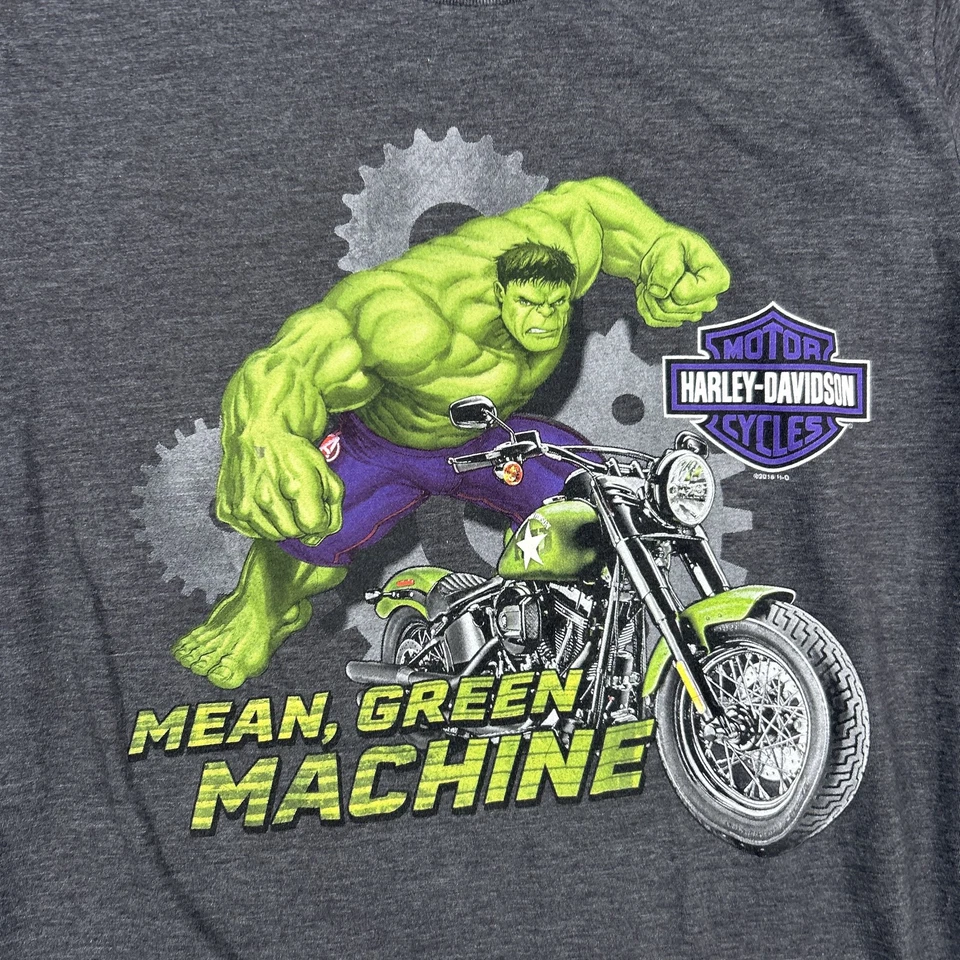 Harley-Davidson Hulk Shirt Youth XL Mean Green Machine Marvel Biker Motorcycle - Image 4 of 4