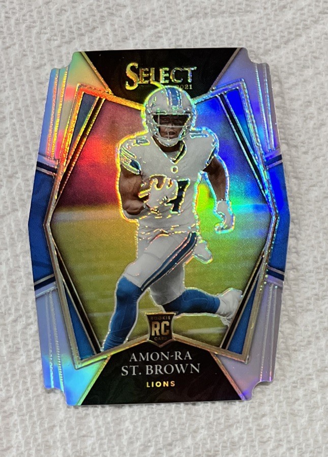 2021 Select - Premier Level Amon-Ra St. Brown #173 Silver Prizm Die-Cut (RC) 🏈
