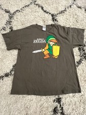 Vintage The Legend Of Zelda Graphic T-shirt Link Nintendo Gray Size Large