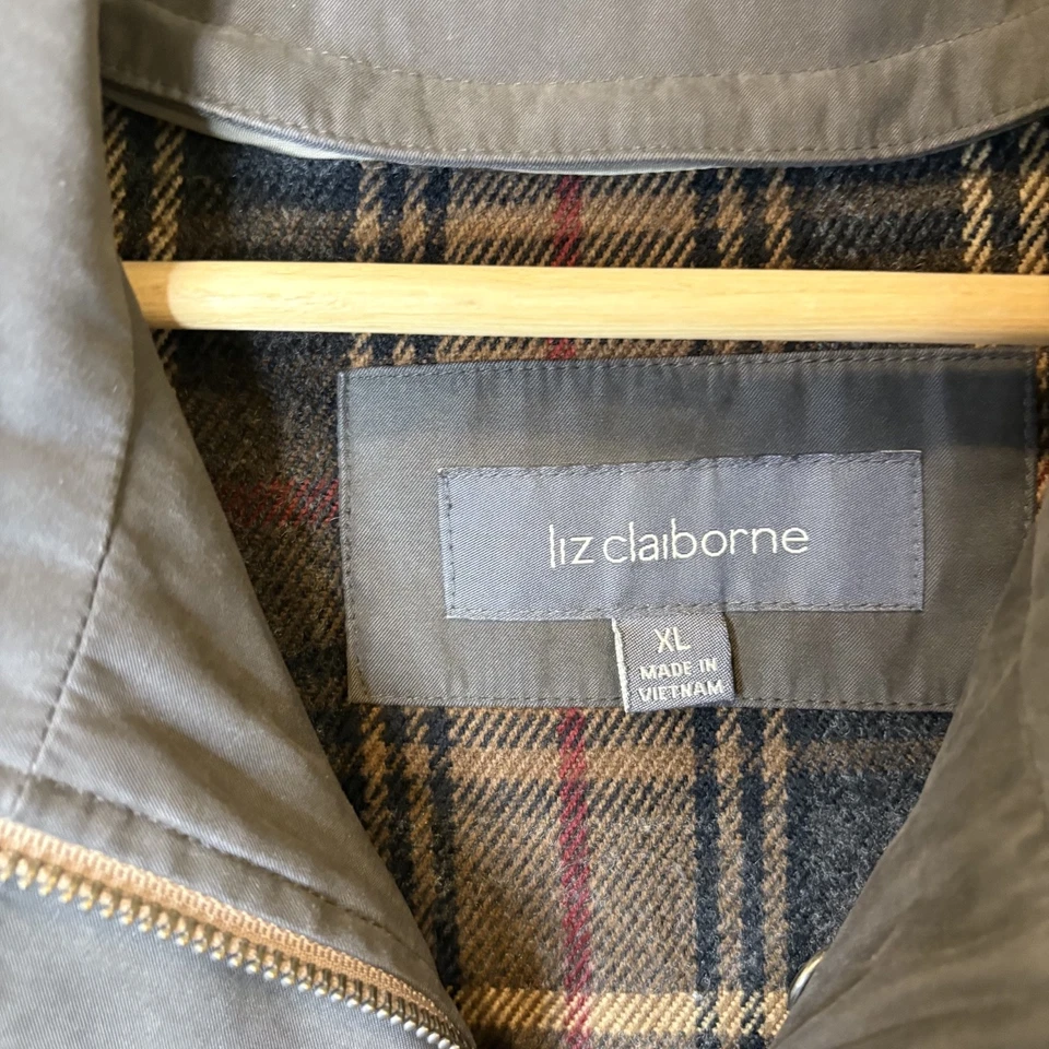 复古 Liz Claiborne 格子衬里夹克女式 XL 码全拉链外套 90 年代 — 第 3/4 张图片