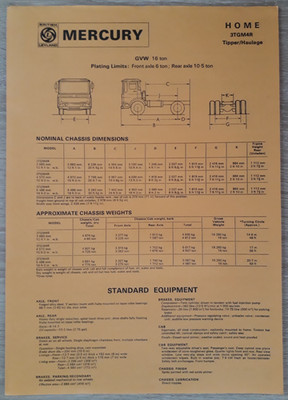 British Leyland Mercury Prospekt / Faltblatt 1972 - 3TGM4R Kipper Haulage
