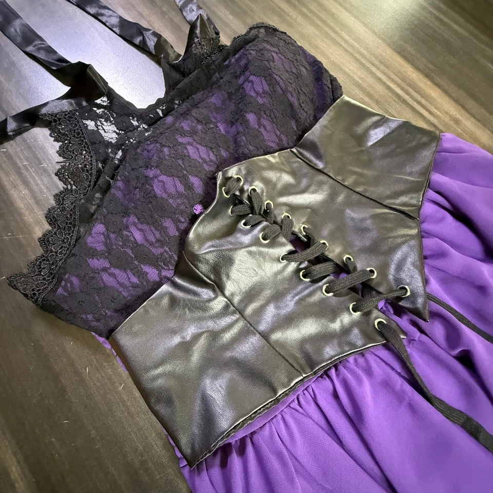 Purple Dress Lace Corset Halloween Costume Party Dress Medium - Image 3 of 4