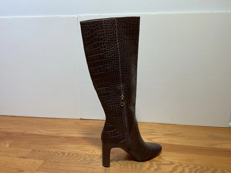 Botas hasta la rodilla Louise et Cie marrón cocodrilo cuero en relieve para mujer 7,5 M NUEVAS Foto 4 de 4