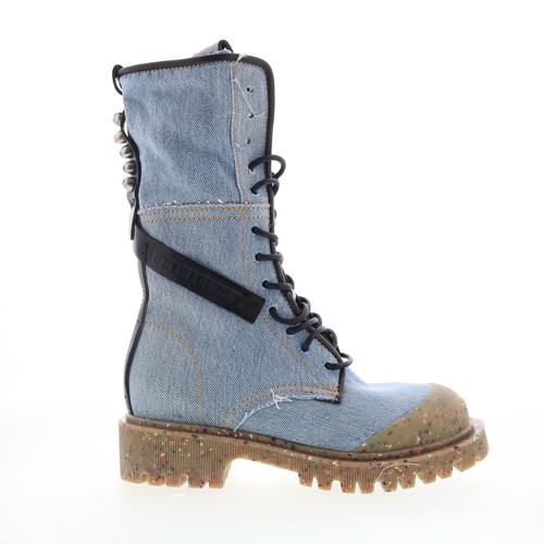 A.S. 98 Cambert Womens Blue Canvas Lace Up Casual Dress Boots - Picture 2 of 8