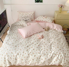 Floral Duvet Cover King 100 Cotton Pink Reversible Fall Bedding