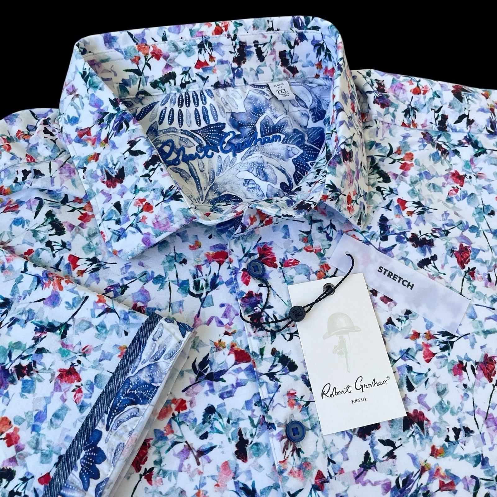 Robert Graham Bravo Floral Print Short Sleeve Shirt Classic Fit Size 2XL $188
Opens in a new window
