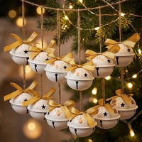 Eisen GlöCkchen WeihnachtsanhäNger 12Er Set 4,2Cm Weiß Gold Christbaumschmuck