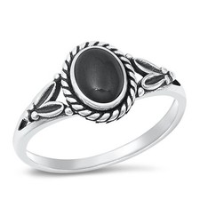 Unique Fashion Black Onyx Classic Ring New .925 Sterling Silver Band Sizes 4-10
