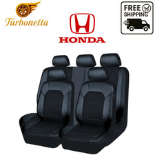 For All Honda Seat Covers 5 Seats Full Set Faux Leather Custom Fit Black Style