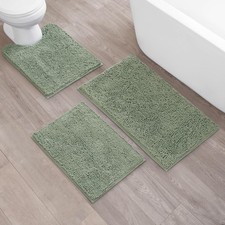 Resort Collection Plush Chenille Bathroom Rugs 3 Piece Set   Non-Slip Backing...