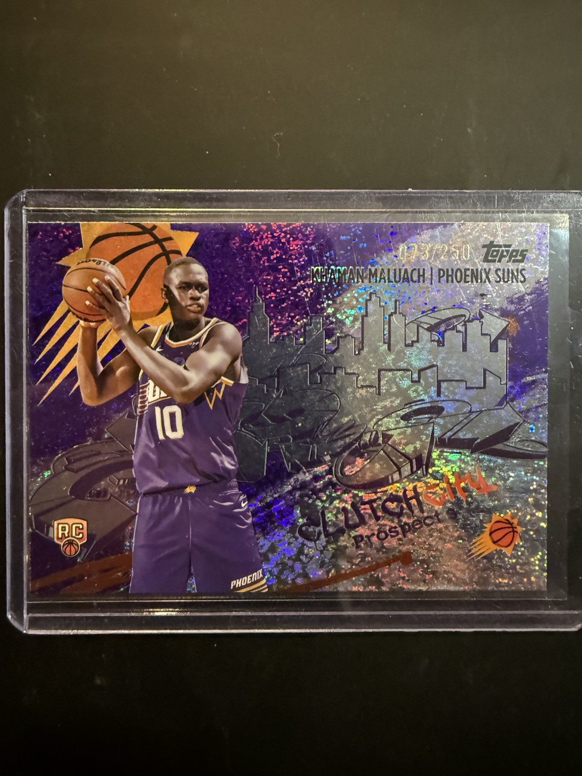 2025-26 Topps Khaman Maluach RC Clutch City Prospects /250 Purple Holo Foil Suns