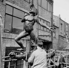 The sculpture Pan Statue also known as Rush of Green is moved to H- Old Photo