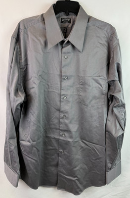 Arrow Sateen Gray Button Up Long Sleeve Shirt Men's Size XXL 34/35