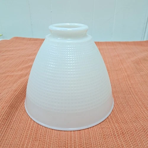 Vintage 5" White Milk Glass Waffle Pattern Lamp Shade Light Fixture Shade