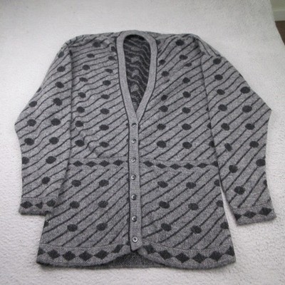 Escada Margaretha Ley Cardigan Sweater Women Size 40 Gray Wool Blend Polka Dot