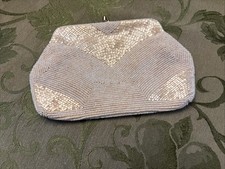 Vintage White Beaded Evening Clutch Purse Chain Handle Option