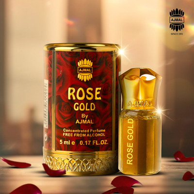 Ajmal Rose Gold Non-Alcoholic Floral & Fruity Fragrance Attar Oil 5ml For Unisex