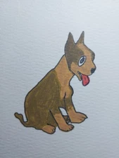 Dog, Puppy, Whimsical Animals Signed Art 4x4 GAT Original Painting Hand Painted