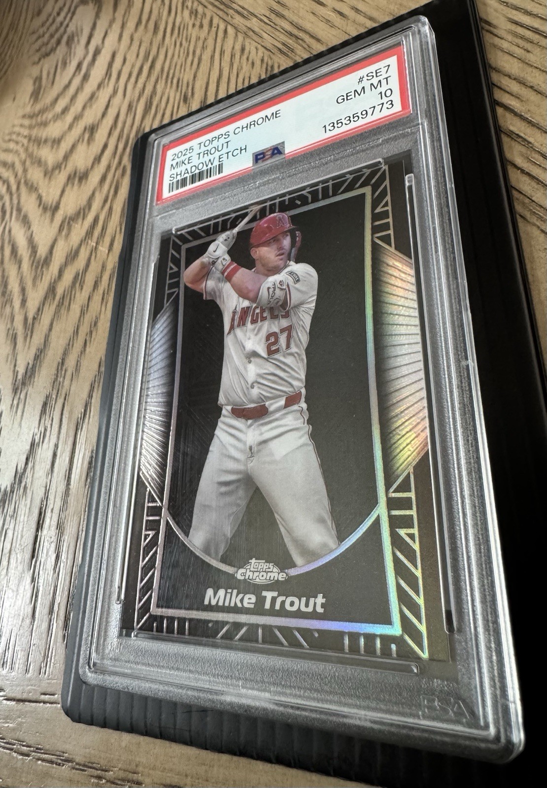 2025 Topps Chrome Mike Trout Shadow Etch #SE-7 PSA 10 Gem Mint Angels view 3
