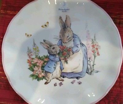 BEATRIX POTTER Peter Rabbit Dinner Plate 10.5'' Scallop PINK Rim New