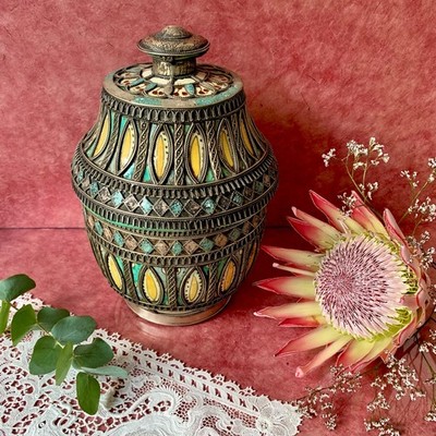 Antique 19th Century Covered Butter & Cheese Pot Jobbana Morocco Fez