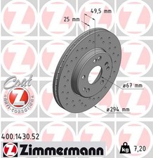 2x Bremsscheibe SPORT Z ZIMMERMANN 400.1430.52 f&uuml;r MERCEDES W124 A124 S124 C124