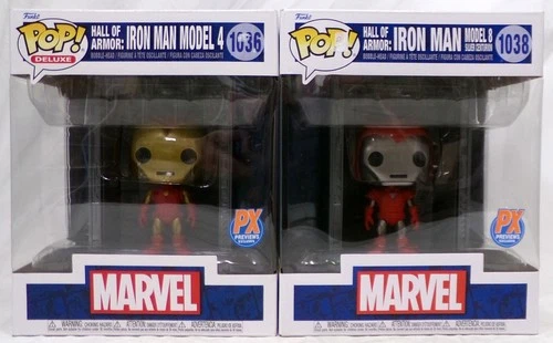 Funko Pop! Marvel Deluxe Lot 1036 Iron Man Model 4 & 1038 Model 8 PX Exclusives