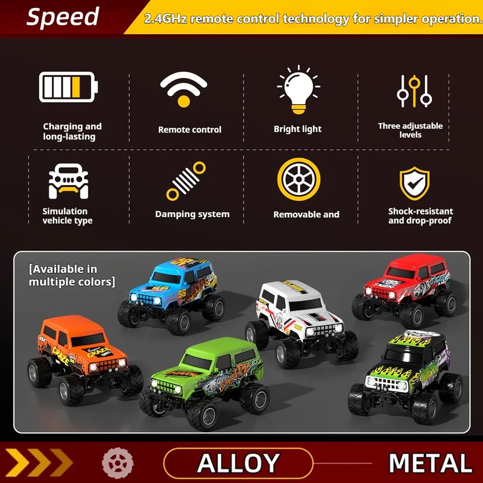 Mini Aleación RC Coche Drift Alta Velocidad Todoterreno Coches 2.4G Control Remoto con Graffiti 1:64 Foto 2 de 4