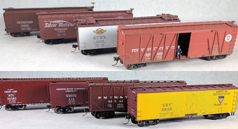 Lot of 8 rare HO Box cars - Reefers, Cattle, and box cars