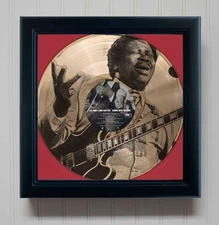 B.B. King Riding With The King Framed Gold Etched LP Shadowbox