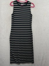 Gap Ribbed Tank Sunstream Dress Striped Knit Bodycon Pencil Stretch Green White