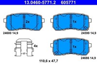 Bremsbelagsatz Scheibenbremse Hinten Ate 130460 57712 FÜR KIA