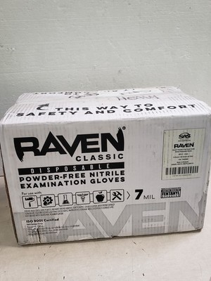 SAS 66518 Raven Powder-Free Black Nitrile Gloves LARGE / XL (10 Boxes of 100)