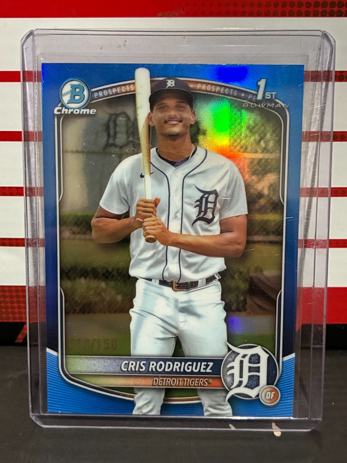 2025 Bowman Chrome Cris Rodriguez 1st True Blue Refractor #/150 Detroit Tigers