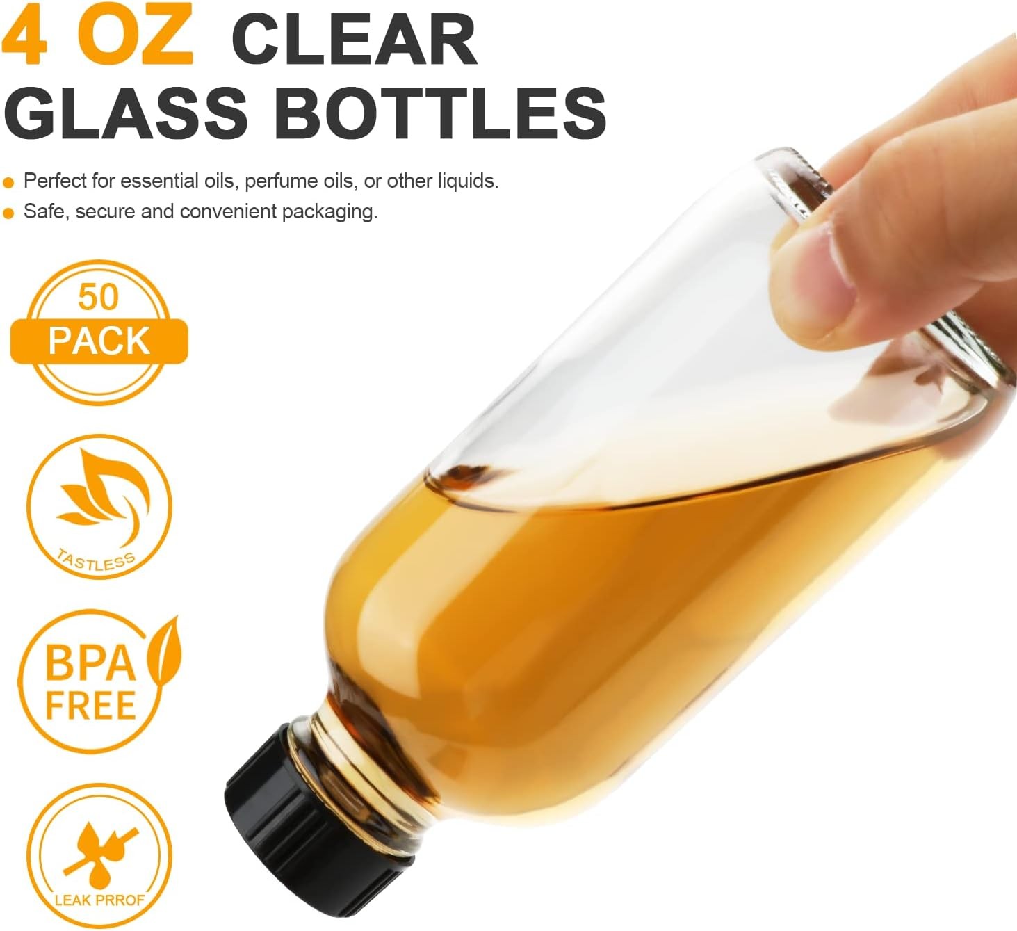 Small Clear Glass Bottles with Lids, 4 oz Containers Labels, clear 