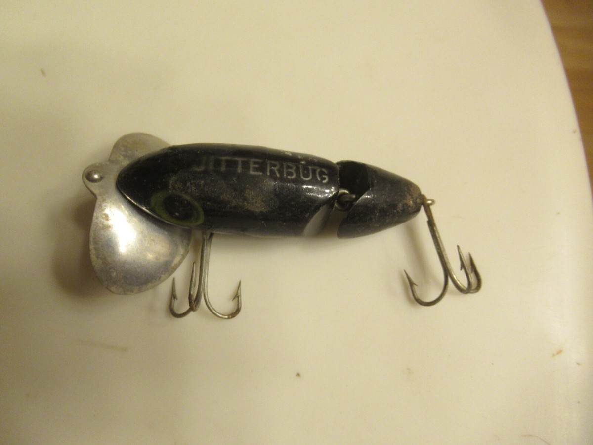 Vintage Fred Arbogast JITTERBUG Jointed Black 2 1/4