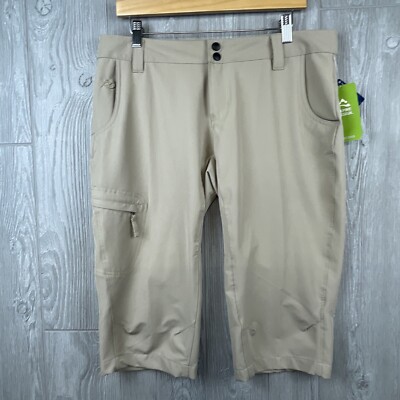 NEW Alpine Design Women 12 Capri Pants Tan Khaki Stretch Outdoors Travel Hiking