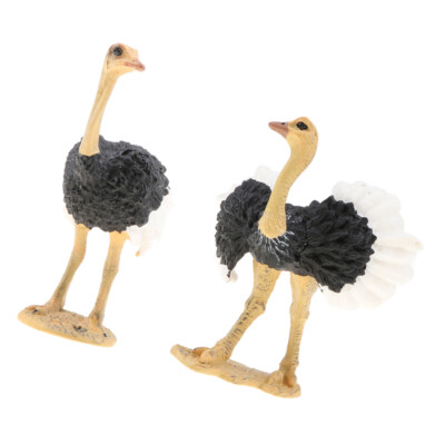 2 Stück Tier Figur Wild Wald Strauß Vogel Figur Spielen Spielzeug Wohndeko