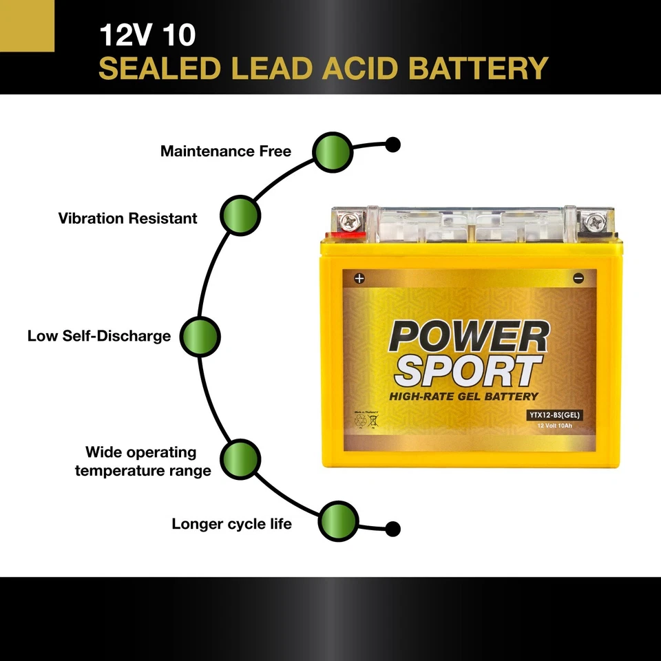 ExpertPower YTX12-BS 12V 10AH GEL Battery Replaces Ducati Monster 695 2007-2008 Foto 4 de 4