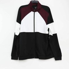 Ideology Mens Track Jacket Black Port Red Color Block Full Zip Up Pockets M New