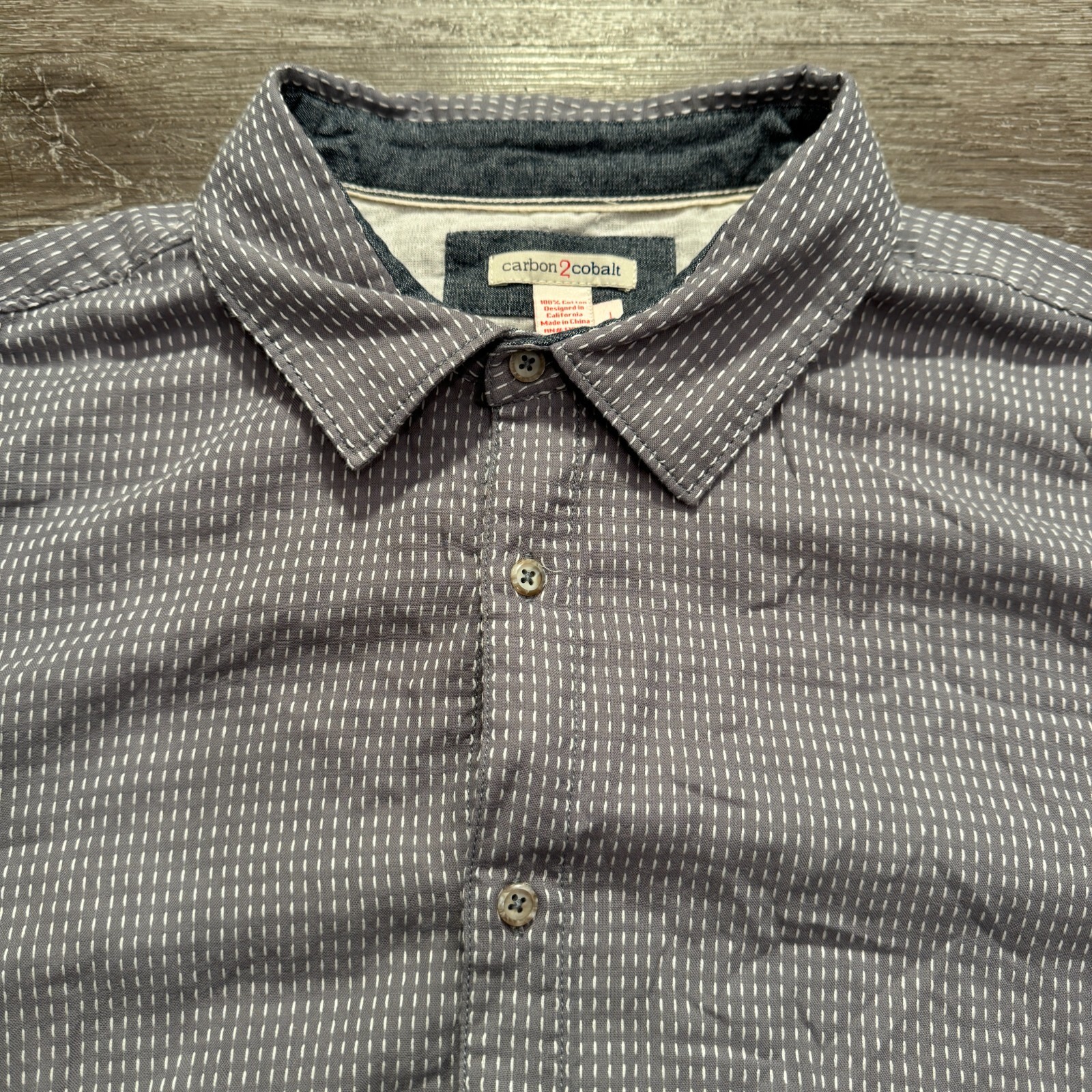 Carbon 2 Cobalt Shirt Mens Large Gray Geometric  Short Sleeve Cotton Button Up