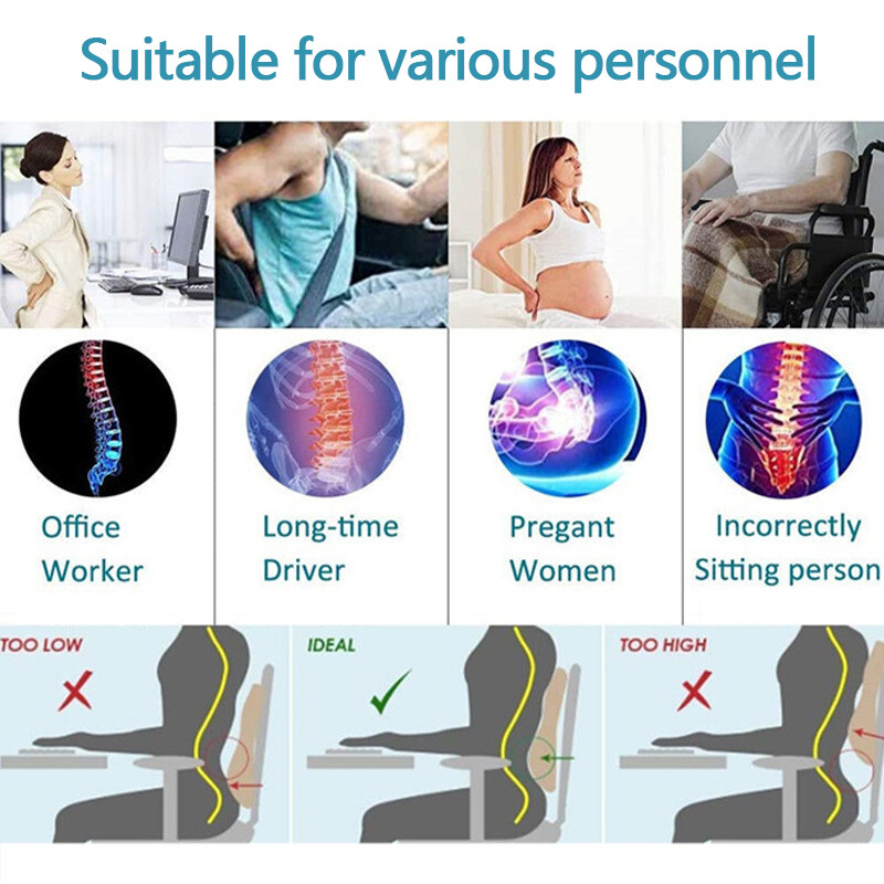Memory Foam Lumbar Back Support Cushion Chair Sofa Car Seat Pillow Pain