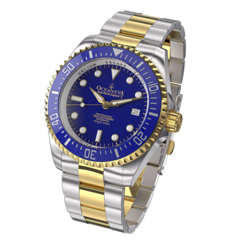 Oceaneva Men's Deep Marine Explorer 1250M Watch Auto Swiss Movement Yellow Gold - Picture 3 of 12